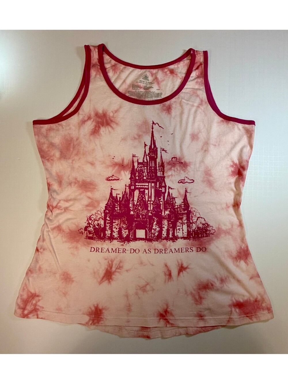 Disney Cinderella Castle Tie Dye Tank Top Womens XL Dreamer Do As Dreamers Do